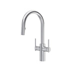 RIOBEL LT801 Lateral Two Handle Pull-Down Kitchen Faucet With C-Spout