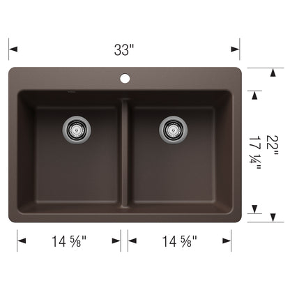 BLANCO 403634 LIVEN EQUAL DOUBLE LOW DIVIDE