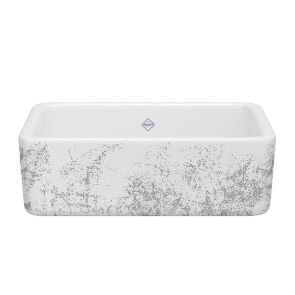 SHAWS RC3018 30 Inch Lancaster White Single Bowl Farmhouse Apron Front Fireclay Kitchen Sink With Metallic Design Secondary image
