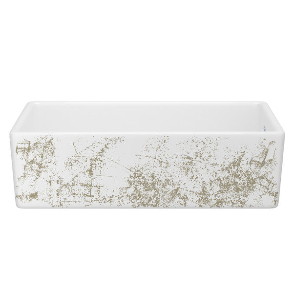 SHAWS MS3618 36 Inch Shaker White Single Bowl Apron Front Fireclay Kitchen Sink With Metallic Design Main image