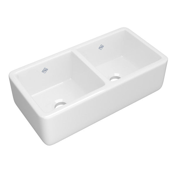 SHAWS RC3719 Original Lancaster Two Bowl Farmhouse Apron Front Fireclay Kitchen Sink Main image