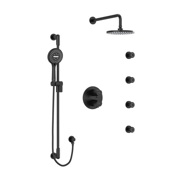 RIOBEL KIT446PB Parabola Type T/P (Thermostatic/Pressure Balance) Double Coaxial System With Hand Shower Rail 4 Body Jets And Shower Head Main image