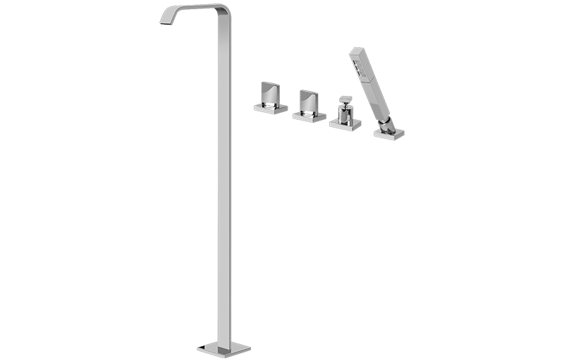 Graff Targa - G-3653-C14B Floor-Mounted Tub Filler w/Deck-Mounted Handshower & Diverter