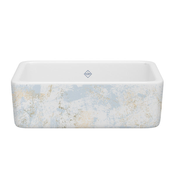 SHAWS RC3018 30 Inch Lancaster White Single Bowl Farmhouse Apron Front Fireclay Kitchen Sink With Patina Design Main image