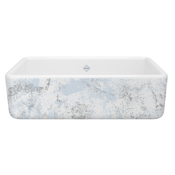 SHAWS RC3318 33 Inch Lancaster White Single Bowl Farmhouse Apron Front Fireclay Kitchen Sink With Patina Design Secondary image