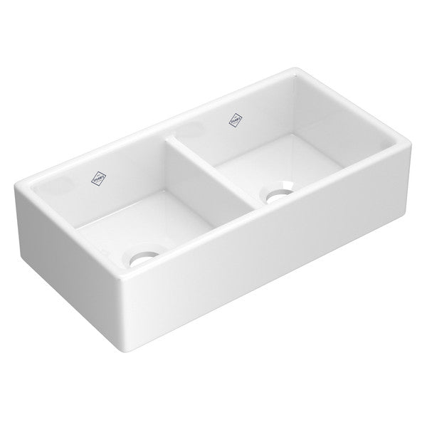 SHAWS MS3518 Shaws 35 Inch Shaker Double Bowl Apron Front Fireclay Kitchen Sink Main image