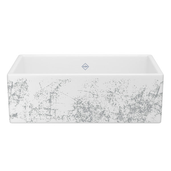 SHAWS MS3318 33 Inch Shaker White Single Bowl Apron Front Fireclay Kitchen Sink With Metallic Design
