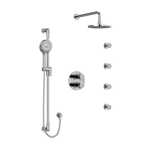 RIOBEL KIT446PB Parabola Type T/P (Thermostatic/Pressure Balance) Double Coaxial System With Hand Shower Rail 4 Body Jets And Shower Head Main image