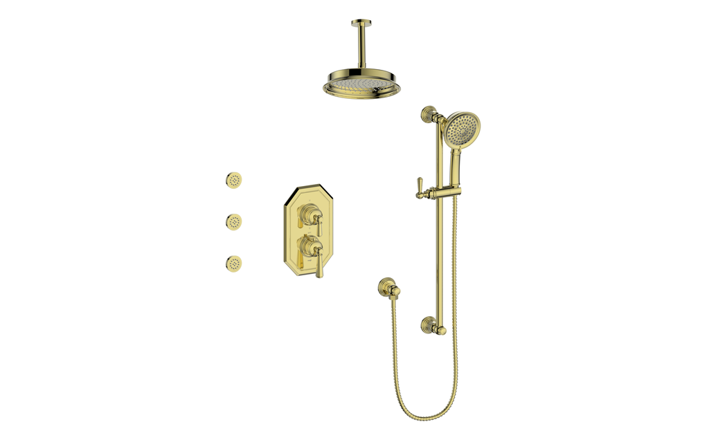 VOGT SET.C1.320.816 Carinthia 3-Way TH Shower Kit with Body Jets and 6" Ceiling Arm