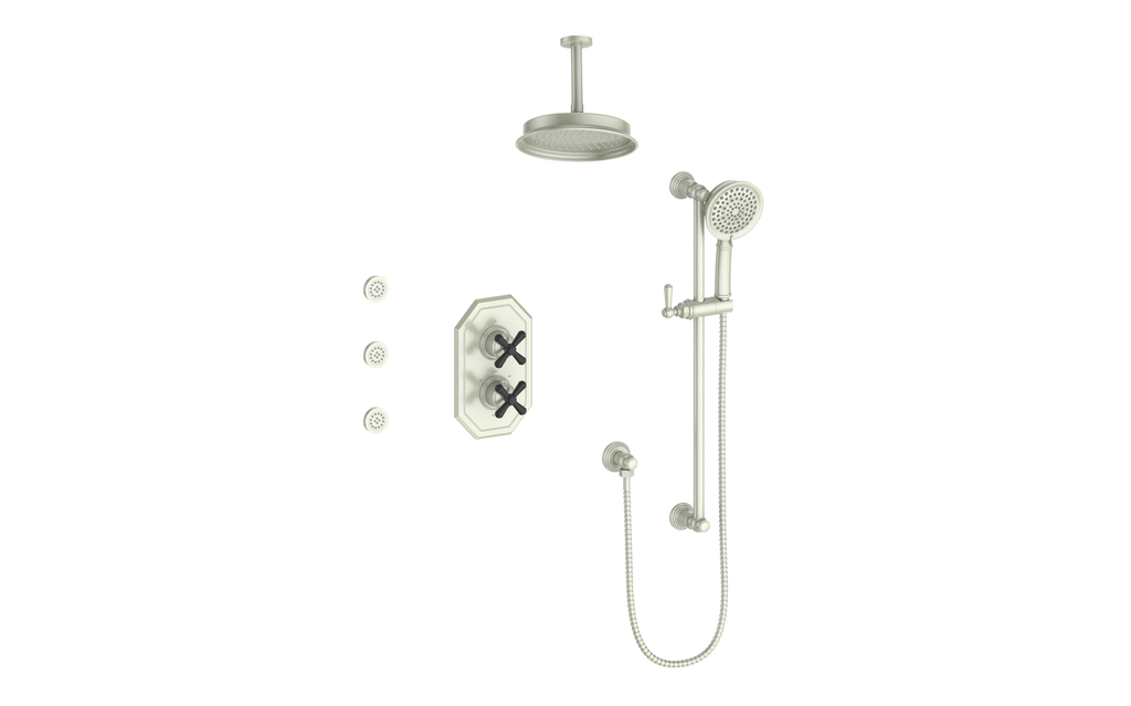VOGT SET.C1.320.816 Carinthia 3-Way TH Shower Kit with Body Jets and 6" Ceiling Arm