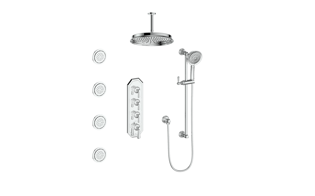 VOGT SET.C1.350.936 Carinthia 3/4" High-Flow TH Shower Kit with Body Jets and 6" Ceiling Arm Main image