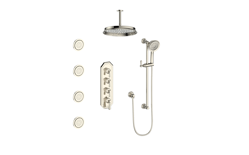 VOGT SET.C1.350.936 Carinthia 3/4" High-Flow TH Shower Kit with Body Jets and 6" Ceiling Arm