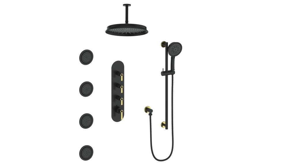VOGT SET.Z1.350.936 Zehn 3/4" High-Flow TH Shower Kit with Body Jets and 6" Ceiling Arm