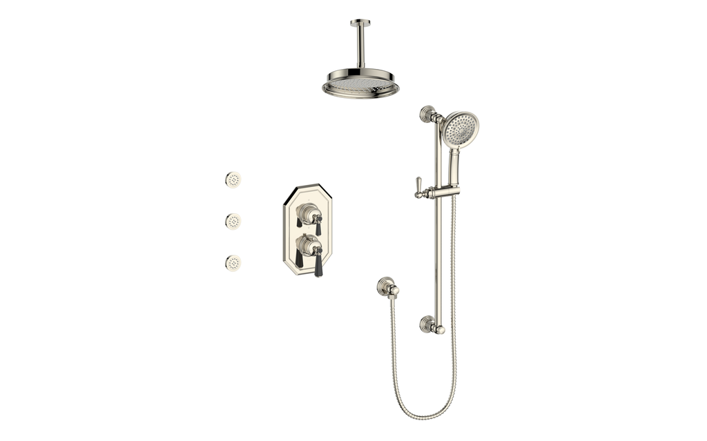 VOGT SET.C1.320.816 Carinthia 3-Way TH Shower Kit with Body Jets and 6" Ceiling Arm