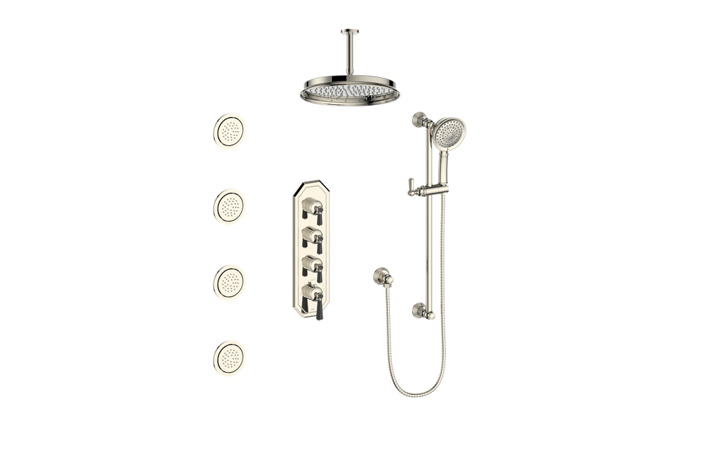 VOGT SET.C1.350.936 Carinthia 3/4" High-Flow TH Shower Kit with Body Jets and 6" Ceiling Arm