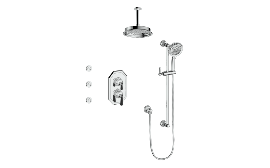 VOGT SET.C1.320.816 Carinthia 3-Way TH Shower Kit with Body Jets and 6" Ceiling Arm