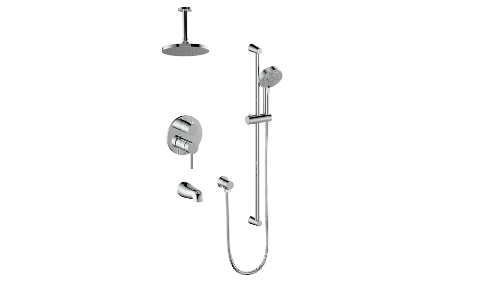VOGT SET.OR.310.316 Worgl 3-Way PB Shower Kit with 6" Ceiling Arm Main image