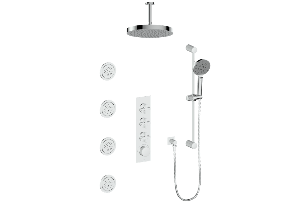 VOGT SET.M1.350.936 Mond 3/4" High-Flow TH Shower Kit with Body Jets and 6" Ceiling Arm