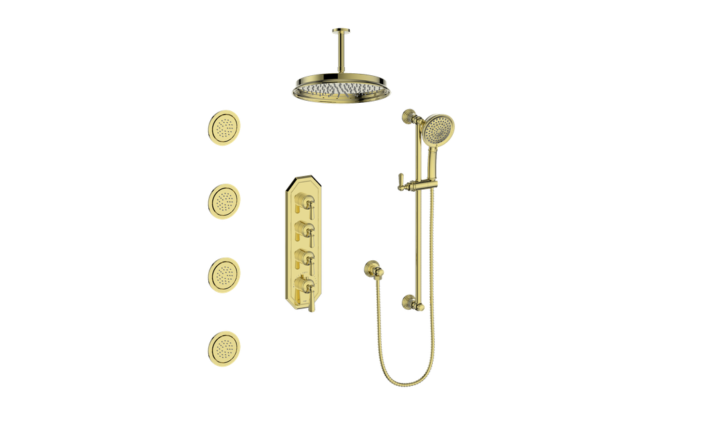 VOGT SET.C1.350.936 Carinthia 3/4" High-Flow TH Shower Kit with Body Jets and 6" Ceiling Arm