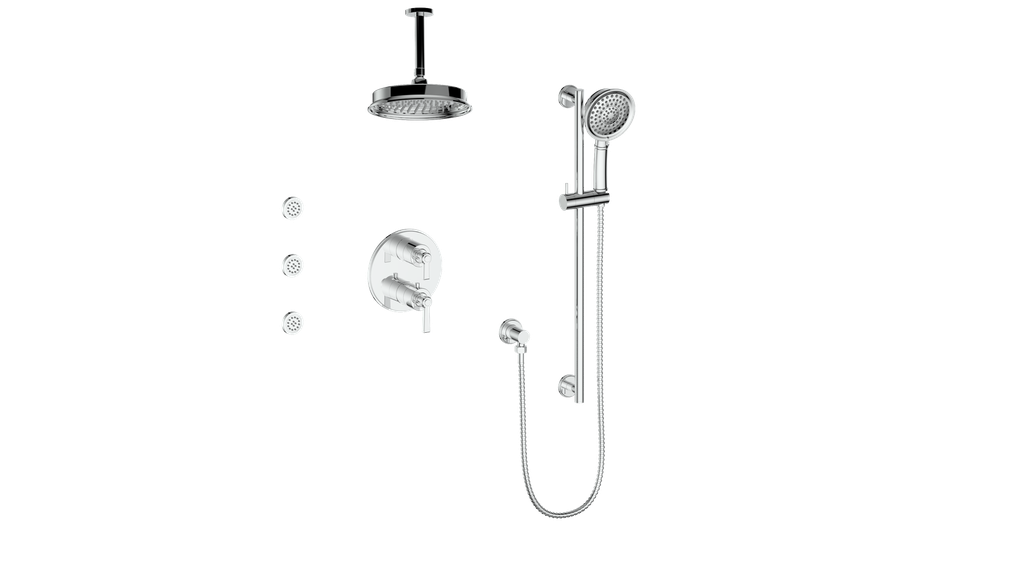 VOGT SET.Z1.320.816 Zehn 3-Way TH Shower Kit with Body Jets and 6" Ceiling Arm