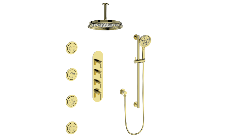 VOGT SET.Z1.350.936 Zehn 3/4" High-Flow TH Shower Kit with Body Jets and 6" Ceiling Arm