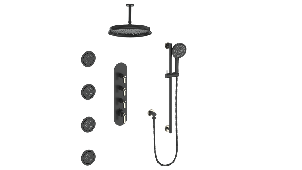 VOGT SET.Z1.350.936 Zehn 3/4" High-Flow TH Shower Kit with Body Jets and 6" Ceiling Arm