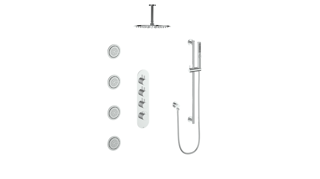 VOGT SET.DA.350.936 Drava 3-Way TH Shower Kit with Body Jets and 6" Ceiling Arm