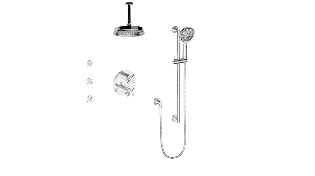 VOGT SET.Z1.320.816 Zehn 3-Way TH Shower Kit with Body Jets and 6" Ceiling Arm