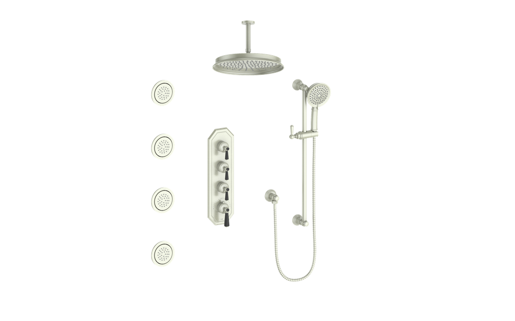 VOGT SET.C1.350.936 Carinthia 3/4" High-Flow TH Shower Kit with Body Jets and 6" Ceiling Arm