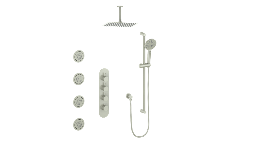 VOGT SET.WL.350.936 Worgl 3/4" High-Flow TH Shower Kit with Body Jets and 6" Ceiling Arm