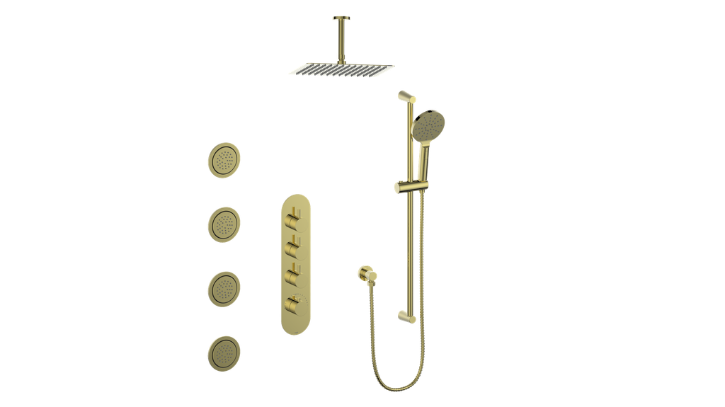 VOGT SET.WL.350.936 Worgl 3/4" High-Flow TH Shower Kit with Body Jets and 6" Ceiling Arm