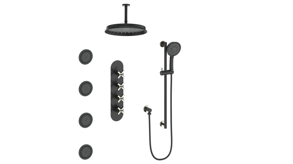 VOGT SET.Z1.350.936 Zehn 3/4" High-Flow TH Shower Kit with Body Jets and 6" Ceiling Arm