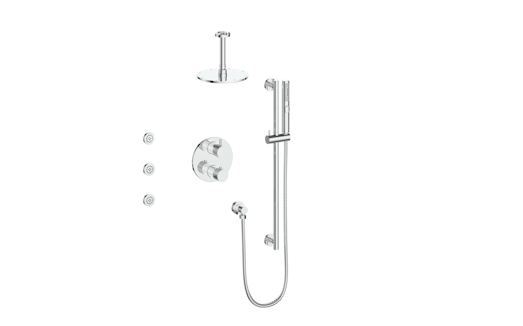 VOGT SET.DA.320.816 Drava 3-Way TH Shower Kit with Body Jets and 6" Ceiling Arm Main image