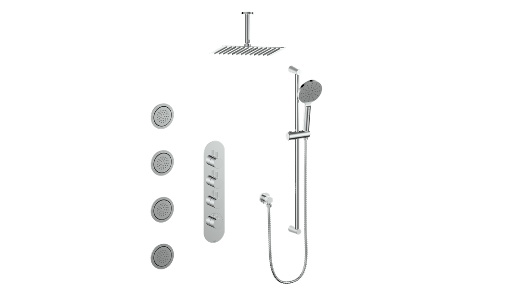 VOGT SET.WL.350.936 Worgl 3/4" High-Flow TH Shower Kit with Body Jets and 6" Ceiling Arm