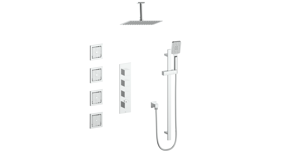 VOGT SET.KG.350.936 Kapfenberg 3/4" High-Flow TH Shower Kit with Body Jets and 6" Ceiling Arm