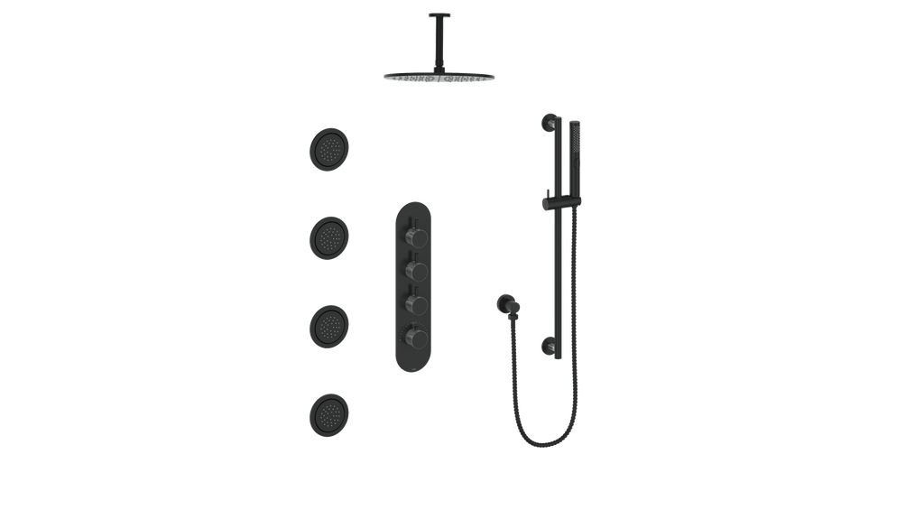 VOGT SET.DA.350.936 Drava 3-Way TH Shower Kit with Body Jets and 6" Ceiling Arm