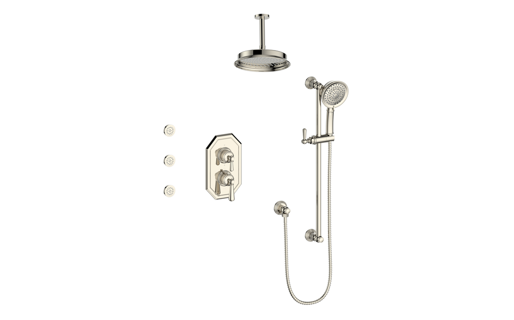 VOGT SET.C1.320.816 Carinthia 3-Way TH Shower Kit with Body Jets and 6" Ceiling Arm