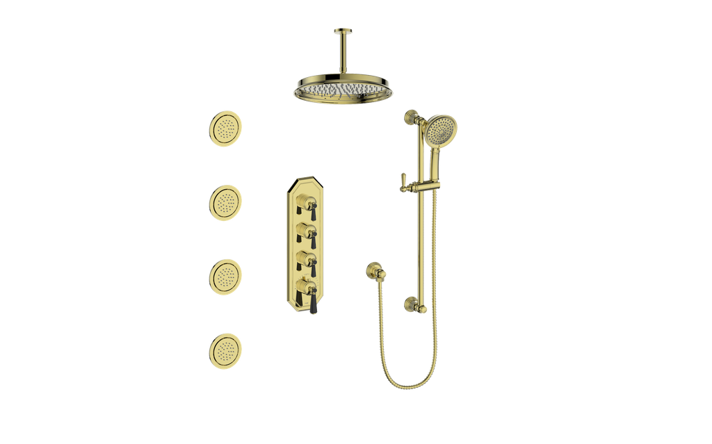 VOGT SET.C1.350.936 Carinthia 3/4" High-Flow TH Shower Kit with Body Jets and 6" Ceiling Arm