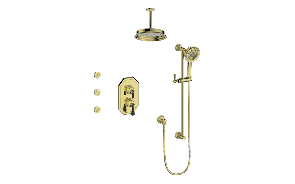 VOGT SET.C1.320.816 Carinthia 3-Way TH Shower Kit with Body Jets and 6" Ceiling Arm