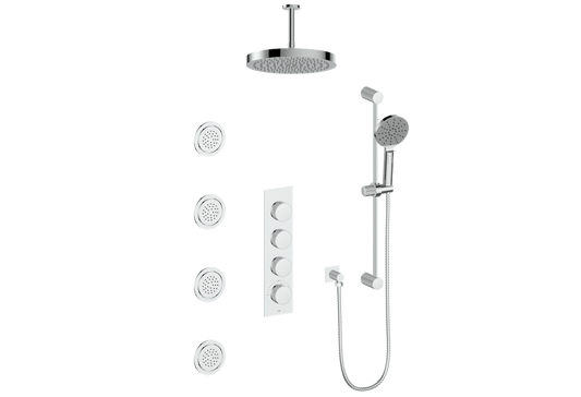 VOGT SET.M1.350.936 Mond 3/4" High-Flow TH Shower Kit with Body Jets and 6" Ceiling Arm
