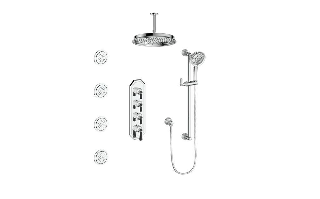 VOGT SET.C1.350.936 Carinthia 3/4" High-Flow TH Shower Kit with Body Jets and 6" Ceiling Arm