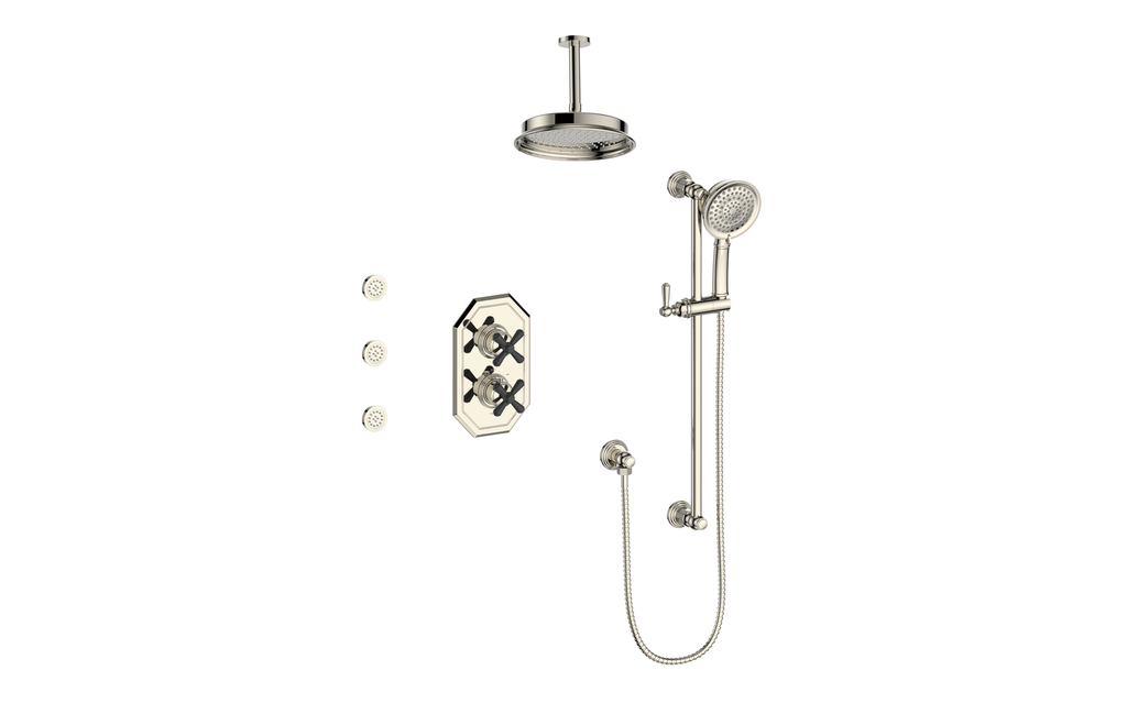 VOGT SET.C1.320.816 Carinthia 3-Way TH Shower Kit with Body Jets and 6" Ceiling Arm