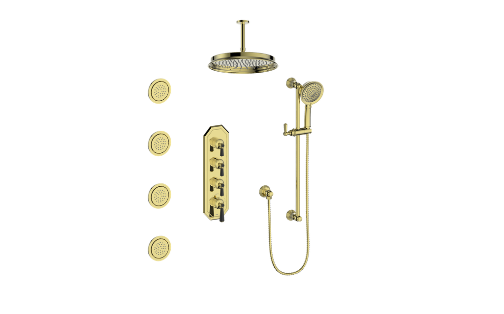 VOGT SET.C1.350.936 Carinthia 3/4" High-Flow TH Shower Kit with Body Jets and 6" Ceiling Arm