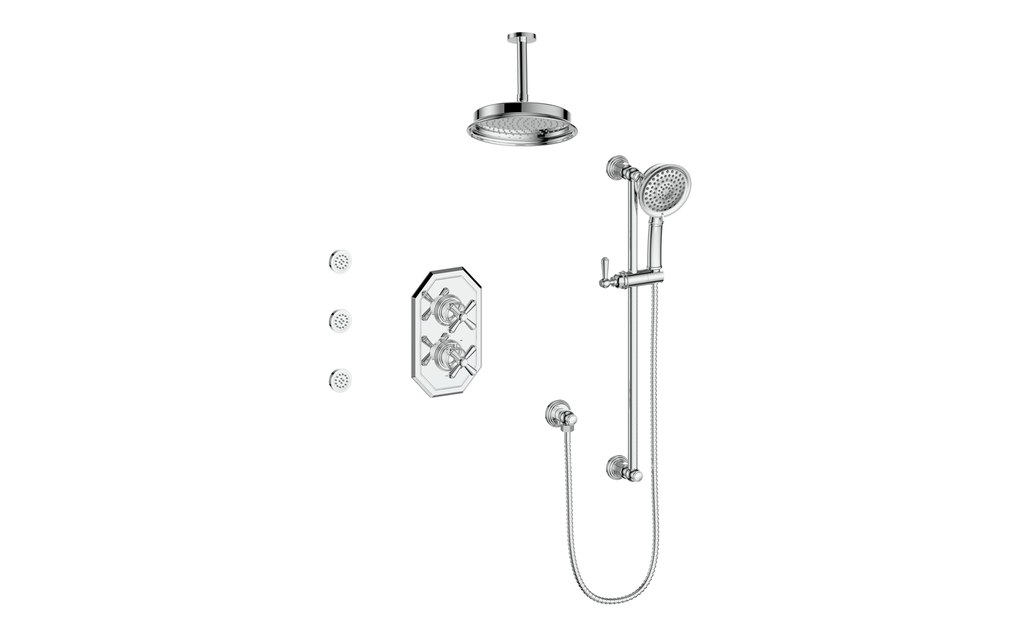 VOGT SET.C1.320.816 Carinthia 3-Way TH Shower Kit with Body Jets and 6" Ceiling Arm