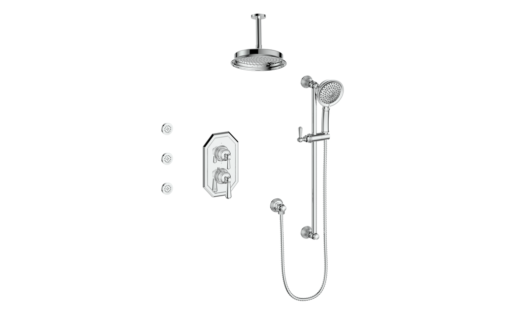 VOGT SET.C1.320.816 Carinthia 3-Way TH Shower Kit with Body Jets and 6" Ceiling Arm Main image