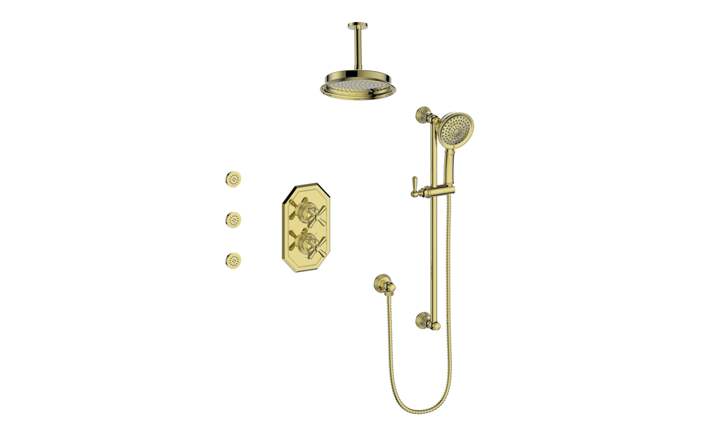 VOGT SET.C1.320.816 Carinthia 3-Way TH Shower Kit with Body Jets and 6" Ceiling Arm