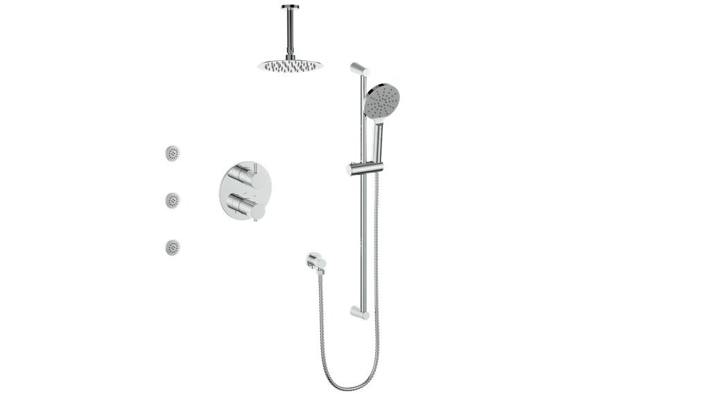 VOGT SET.WL.320.816 Worgl 3-Way TH Shower Kit with Body Jets and 6" Ceiling Arm Main image
