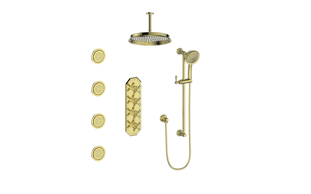 VOGT SET.C1.350.936 Carinthia 3/4" High-Flow TH Shower Kit with Body Jets and 6" Ceiling Arm
