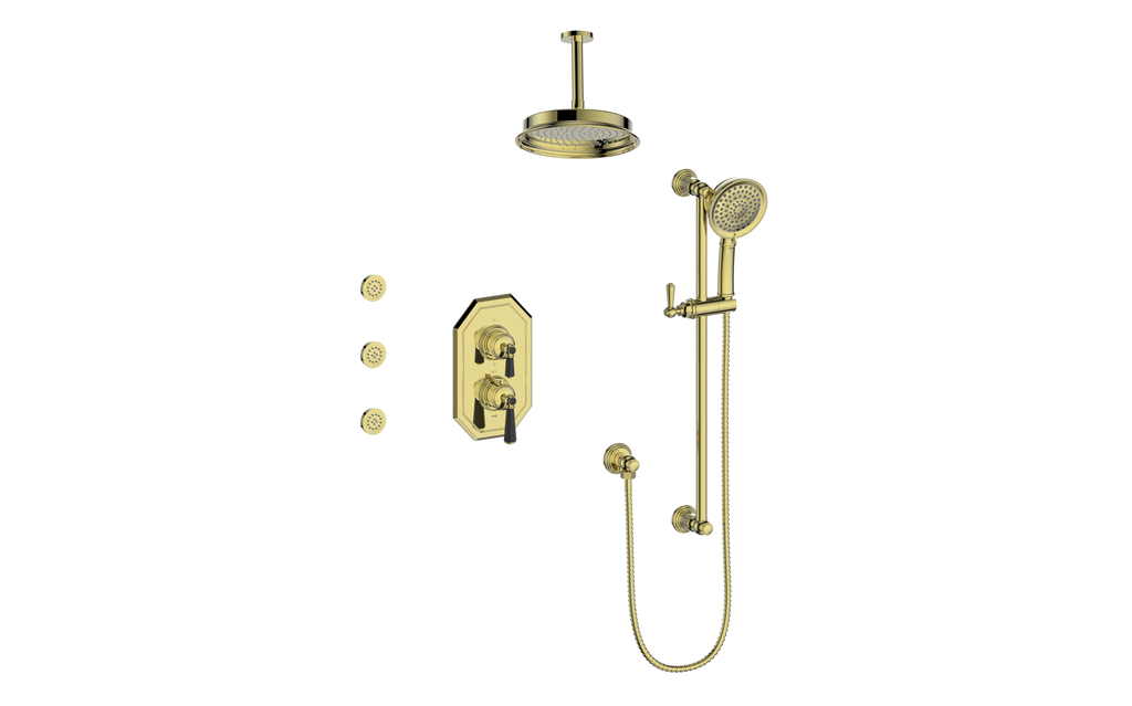 VOGT SET.C1.320.816 Carinthia 3-Way TH Shower Kit with Body Jets and 6" Ceiling Arm
