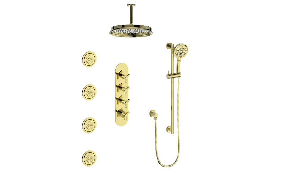 VOGT SET.Z1.350.936 Zehn 3/4" High-Flow TH Shower Kit with Body Jets and 6" Ceiling Arm